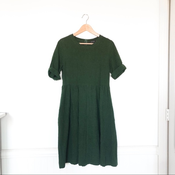 Roolee Dresses & Skirts - Roolee Green Linen Midi Dress with Pockets